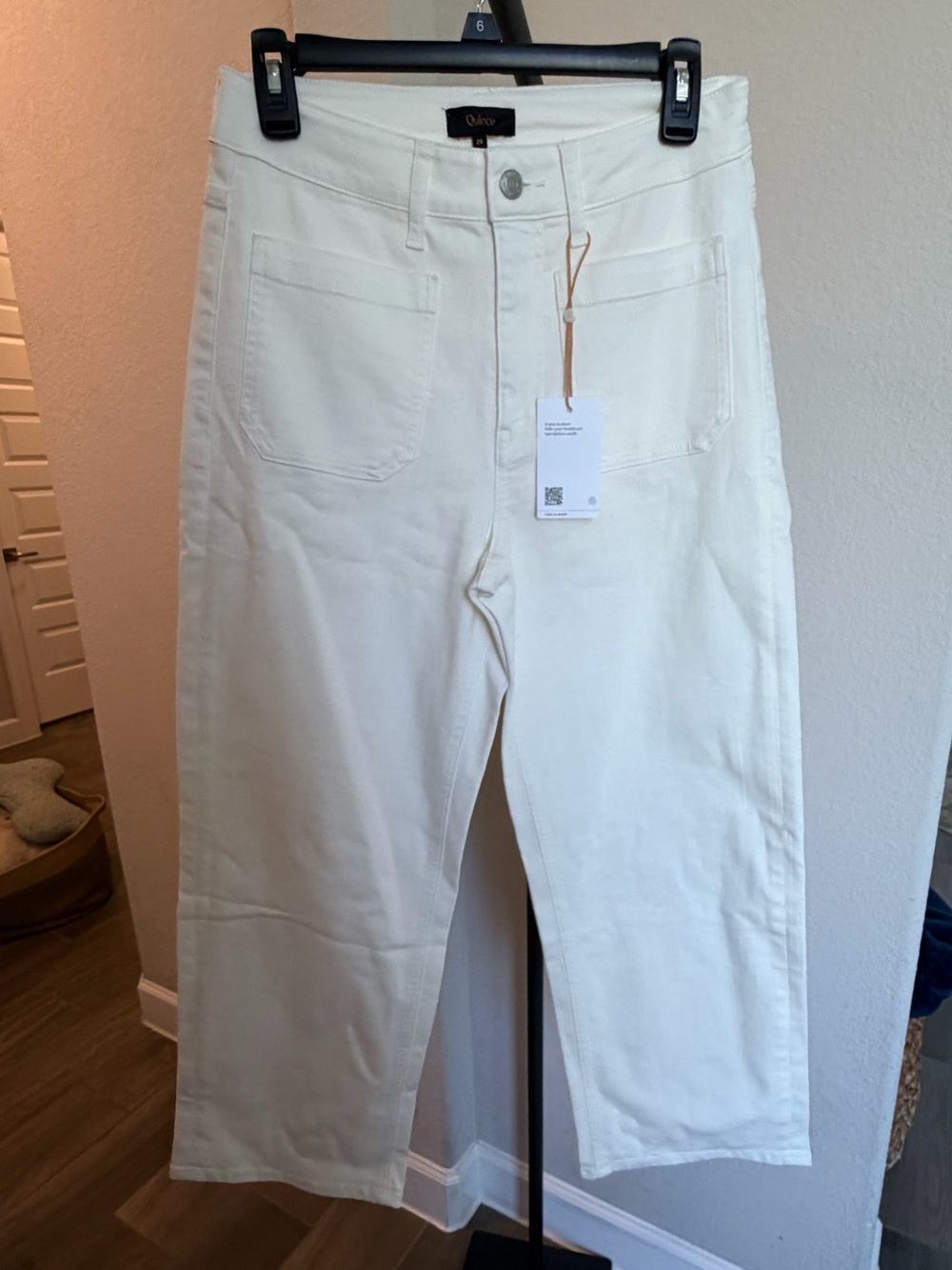 Quince Bella Stretch Pocket Wide Leg Jeans Cream Cloud White Cream  Jeans 28